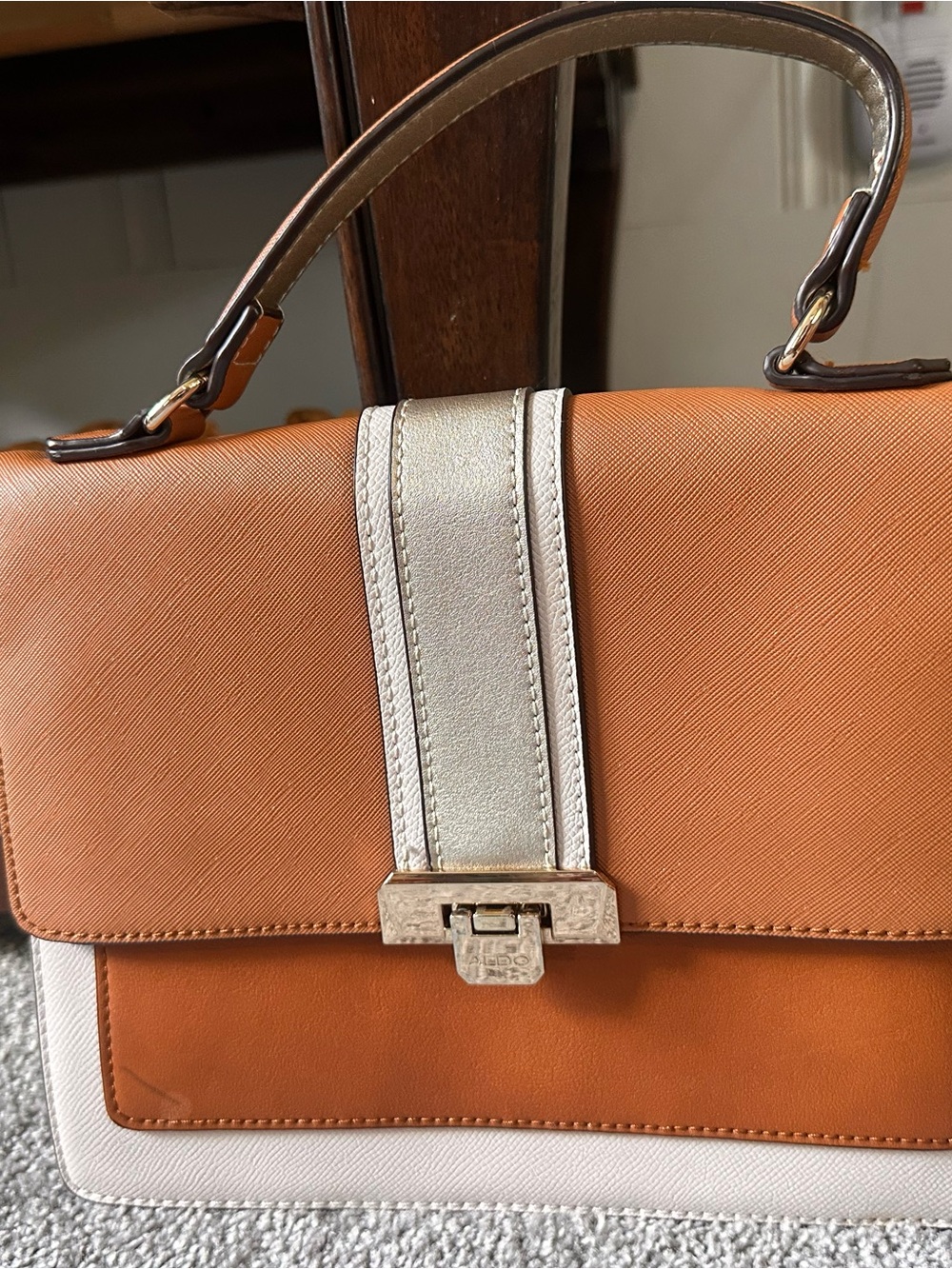Aldo Orange and Silver Top-Handle Satchel